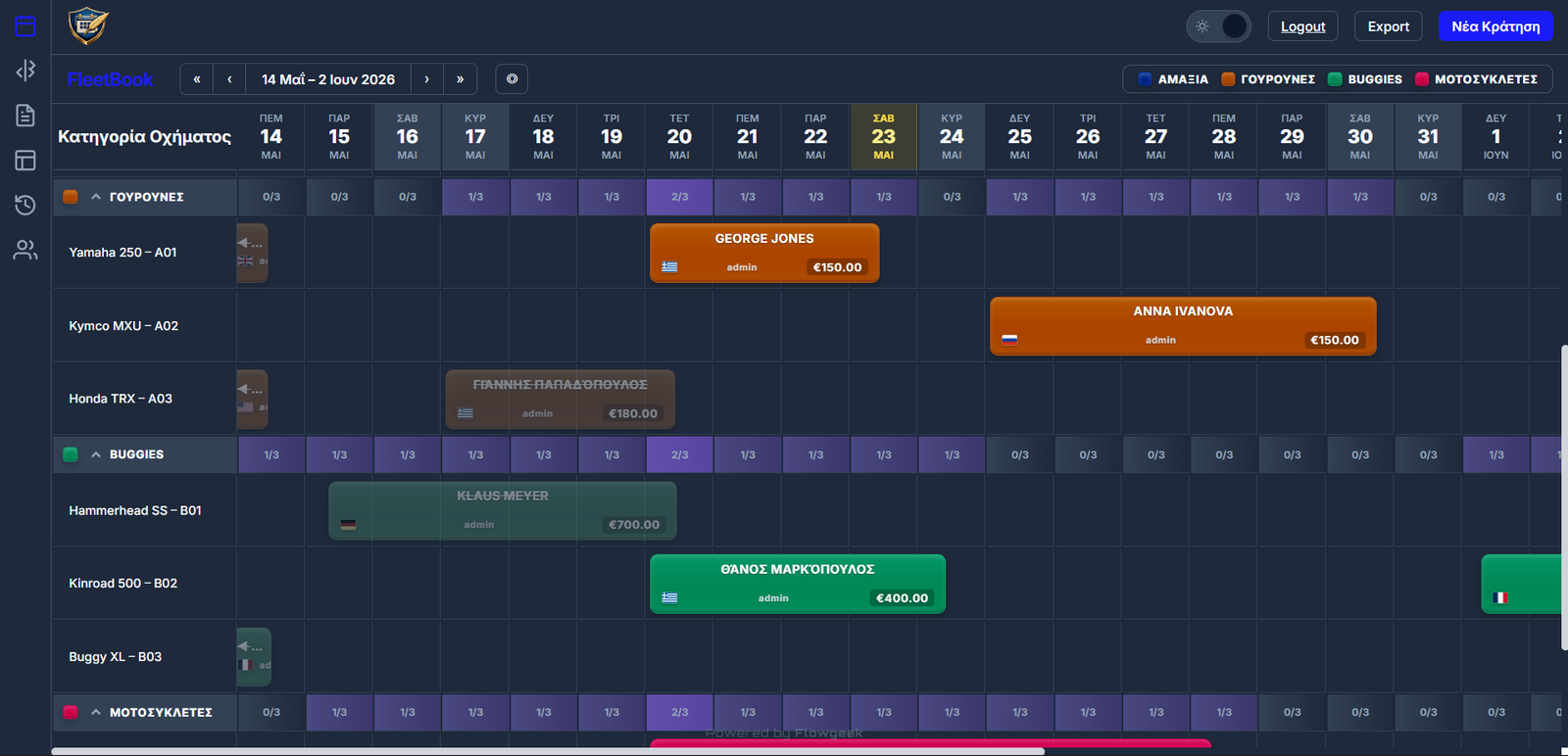 FleetBook Calendar — Reservations Overview